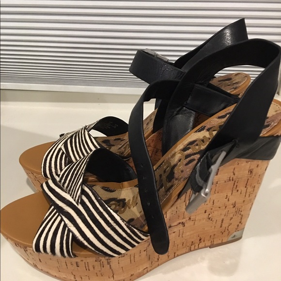 Sam Edelman size 11 wedge zebra stripe shoe - Picture 2 of 6
